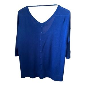 Cable & Gauge V-Neck Blue Top Small Faux Botton’s Comfortable Casual Shirt